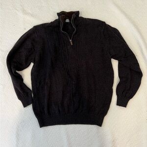 Oscar de la Renta Brown Sweater with Brown Fleece Collar